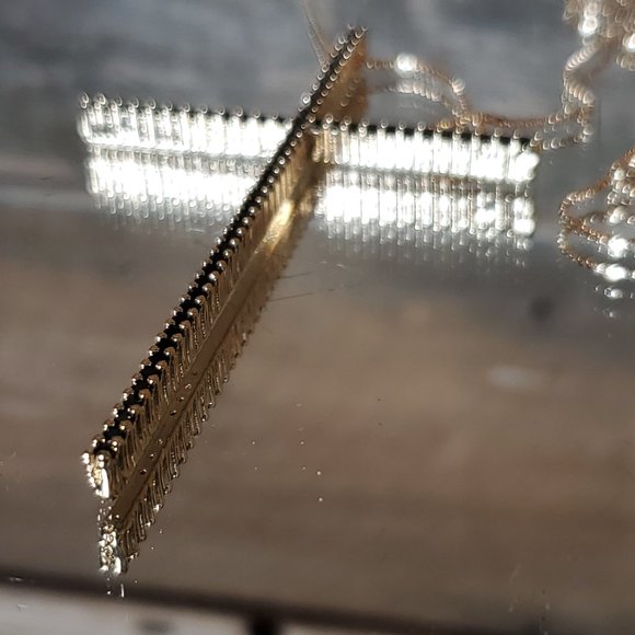 AAA Black Zircon & Gold Cross Necklace.   3" Across - Picture 6 of 11